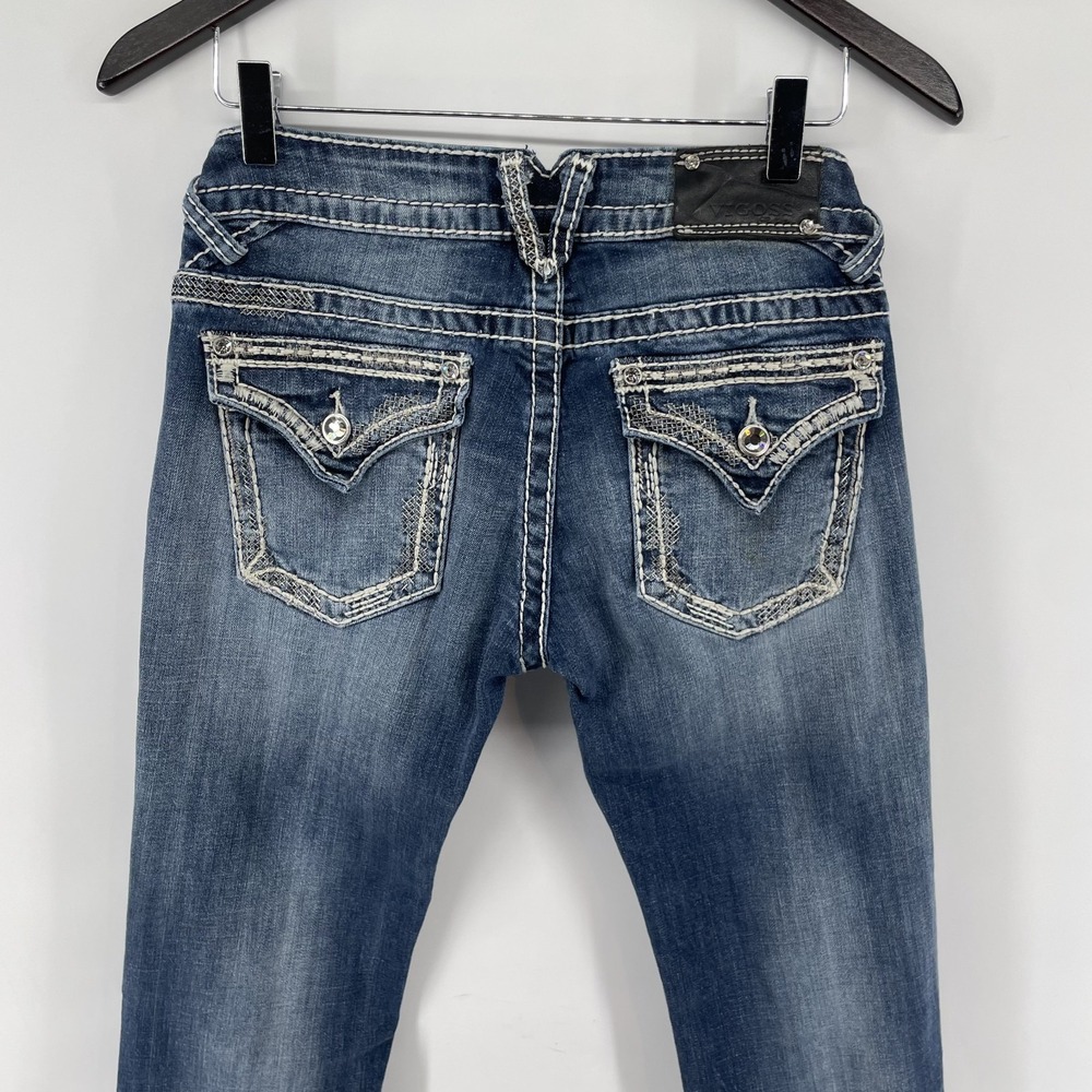 Vigoss The New York Boot Cut Jeans Women 28w 33L (*FITS 29x32) Blue Embellished